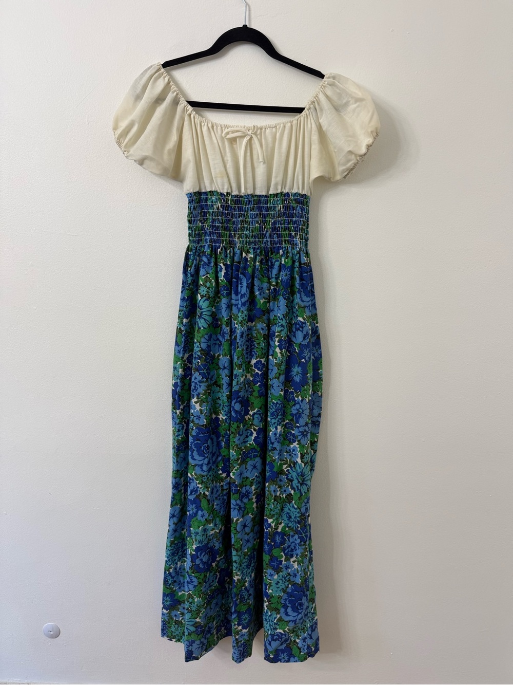 {S} Benlee of California Cottagecore Milkmaid Funky Floral Maxi Dress